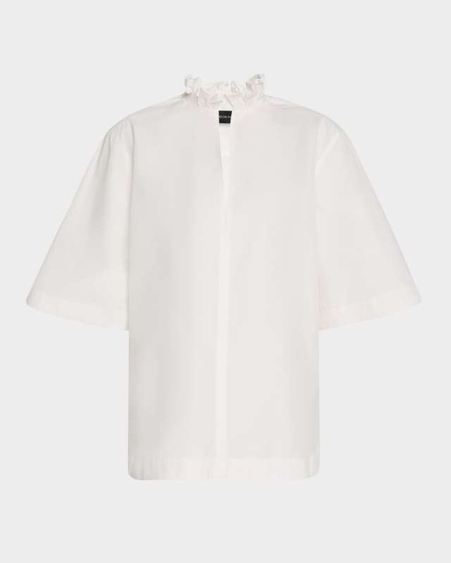 Cecilia Ruffle-Collar Short-Sleeve Shirt